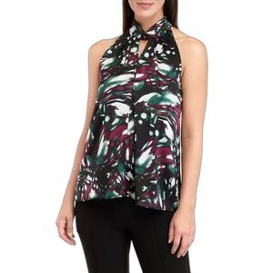 NWT The Limited Halter Top Size Med Whirled Ink Bold Print Sleeveless